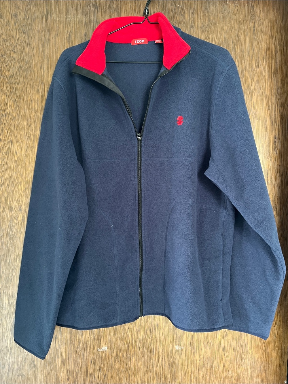 Izod Navy Fleece Jacket with Red Contrast Collar